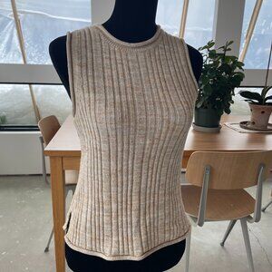 ANTHROPOLOGIE PILCRO Ribbed Sweater Tank Beige Size Small